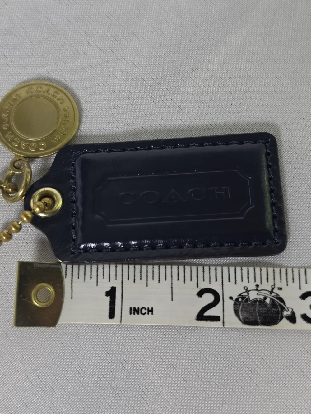 Coach Replacement Hangtag Navy Blue Patent Leather Gold Charm Accessory